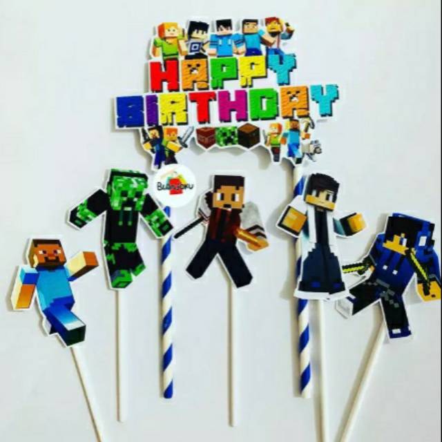 Mine craft Lego Topper Cake Birthday / Hiasan Kue Ulang Tahun