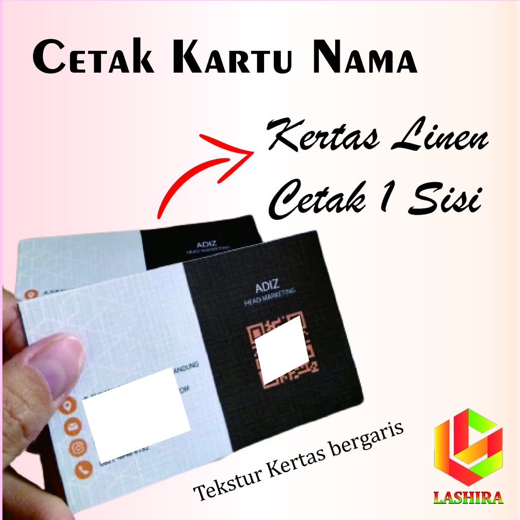 

Cetak Kartu Nama member 1 Sisi Print 1 muka Kertas Linen atau BC bisa ditulis pulpen isi 100pcs - free Box