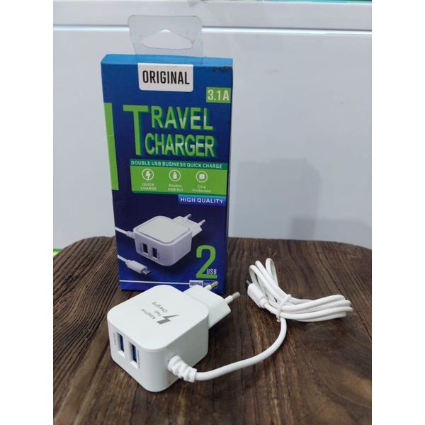 CHARGER ANDROID 2 USB 3.1A SAMSUNG OPPO XIAOMI VIVO MIKRO USB