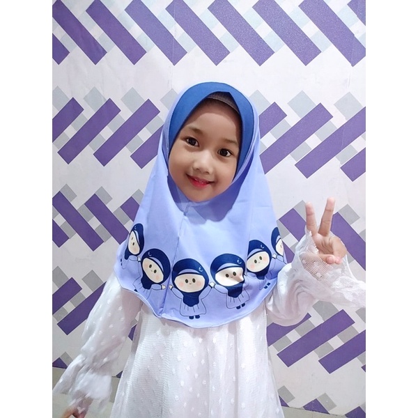 HIJAB INSTANT ANIMASI QALEY UNGU / HIJAB ANAK / HIJAB KARAKTER / HIJAB LUCU / HIJAB KARAKTER