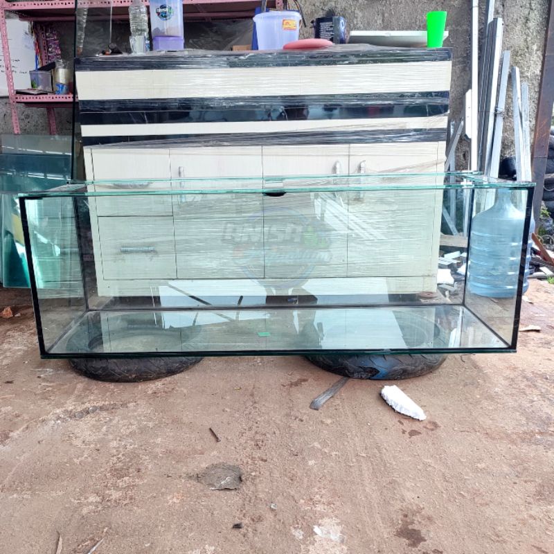 AQUARIUM 150X50X50 FULL KACA 10MM FULL POLOS LEM HITAM