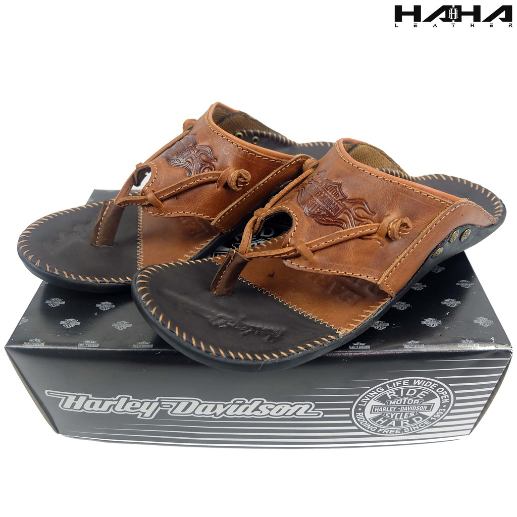 Sandal Slide SlHARLEY DV Sendal Selop japit Kuat bahan Kulit sapi Asli genuine leather Pria Cowok