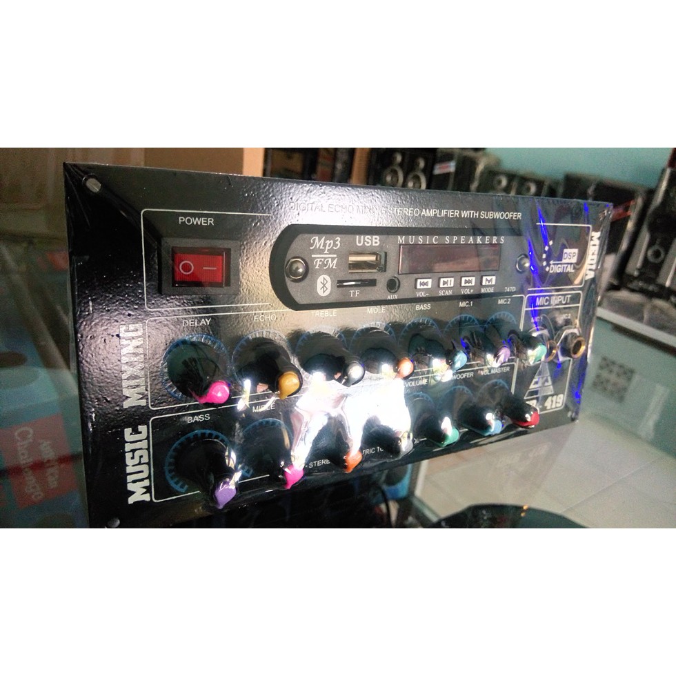 POWER SUBWOOFER SUPER BASS MIXING MP3 DHB 419, rumah 250W BLUETOOTH