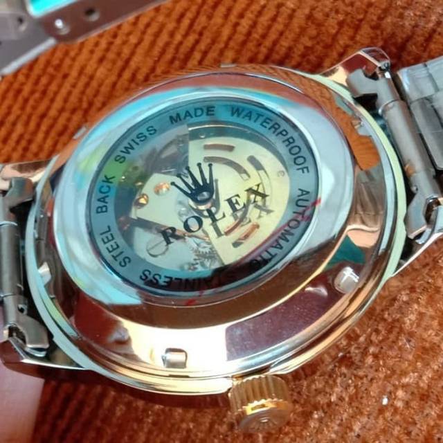 Jam Tangan Pria Cowok Rolex Automatic Tanpa Baterai Tenaga Kiik Detak Jantung Tali Rantai Mewah Indonesia