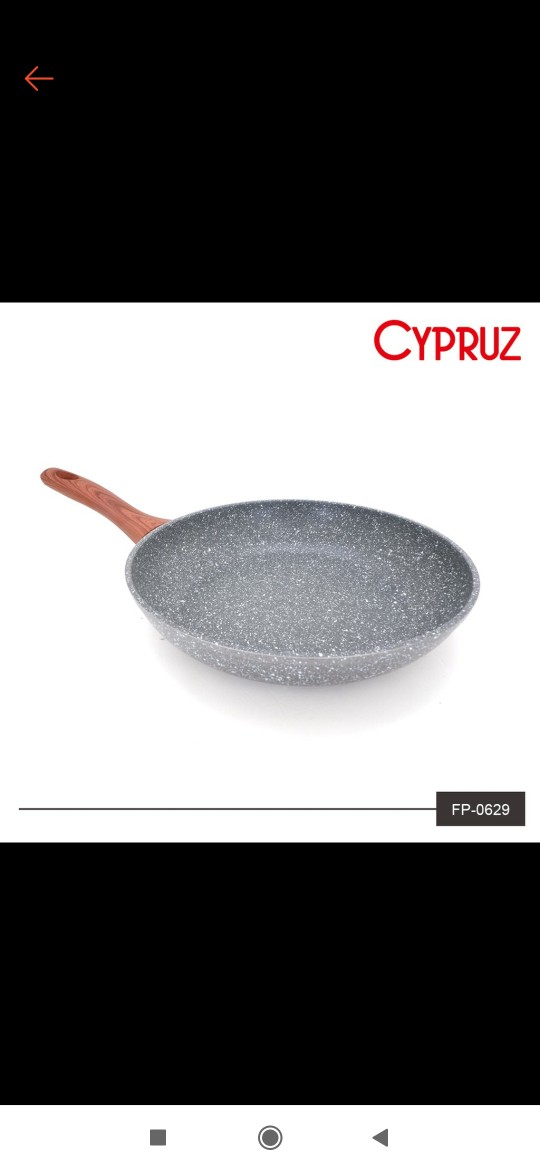 Cypruz Fry Pan Ceramic Marble Induksi Gagang Kayu 18 Cm Fp-0629