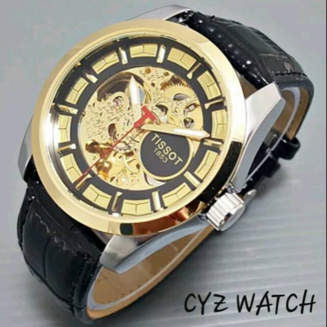 Jam Tangan Pria Elegan Exclusive TIS SOT MASTER AUTOMATIC Premium Watch Black Gold
