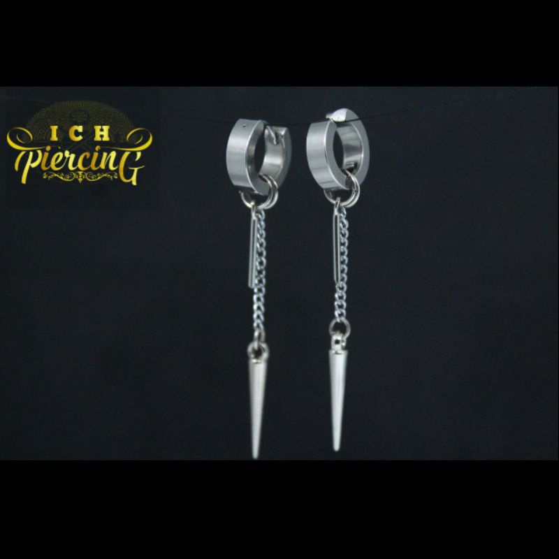 anting jepit Korea model gantungan jarum / anting Korea pria dan wanita / Anting stainless steel
