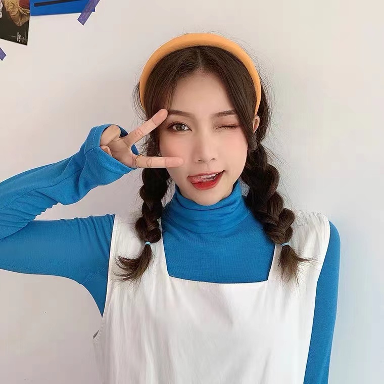 (Hello Girl)B13 Bandana Headband Terbaru Seri Mori Warna Solid Spons Lebar Non-Slip Wanita Import