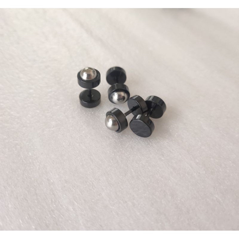 Anting Roda Titanium Hitam Anting Import Cowok