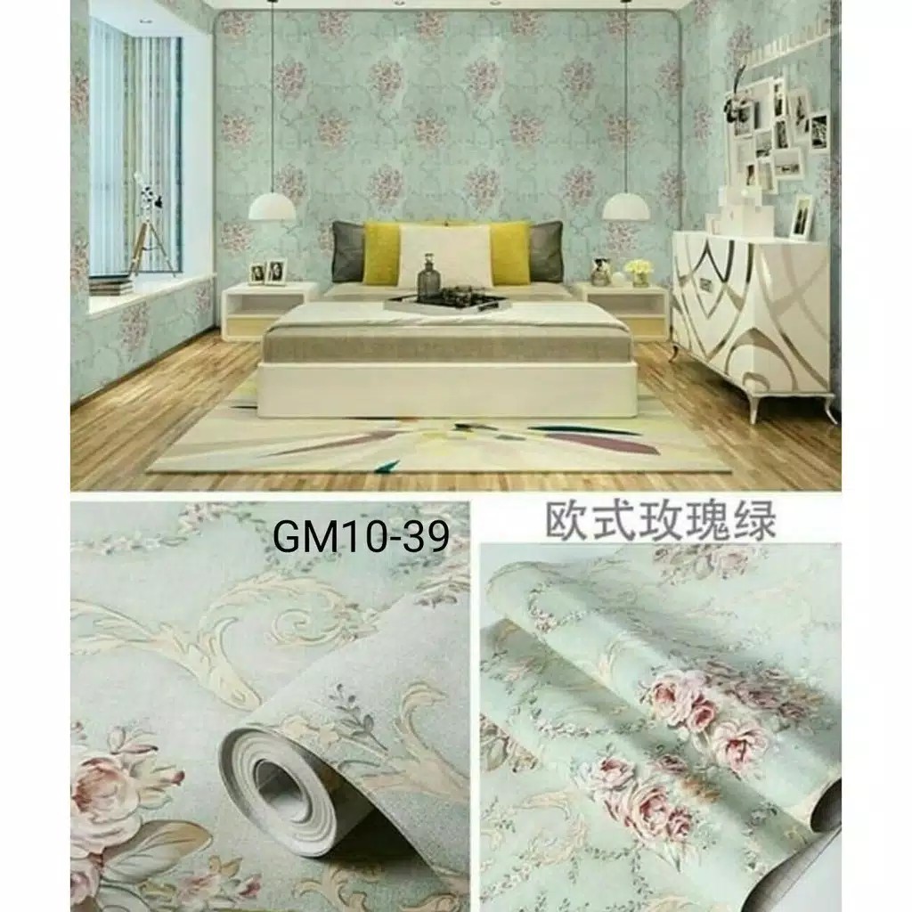 Wallpaper Stiker Dinding Motif Batik Shabby Tosca WPS 223 Walpaper Wolpeper Walpeper Dekorasi Rumah 