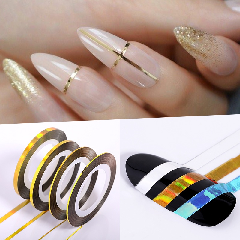 Stiker Strip Foil Gel Glitter 10 Warna Untuk Dekorasi Nail Art