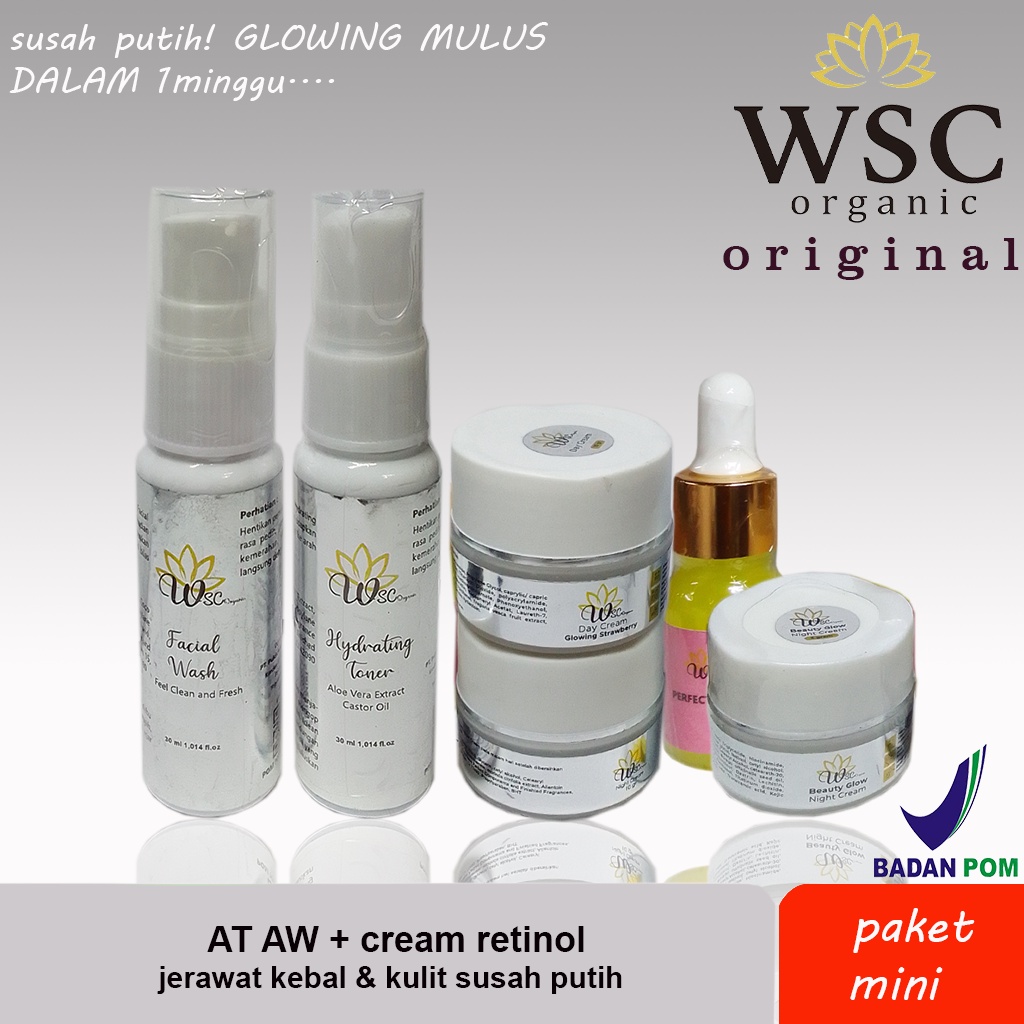 Wsc organic skincare paket kombinasi wsc organik skincare at aw wg aw paket flek normal jerawat big atau mini