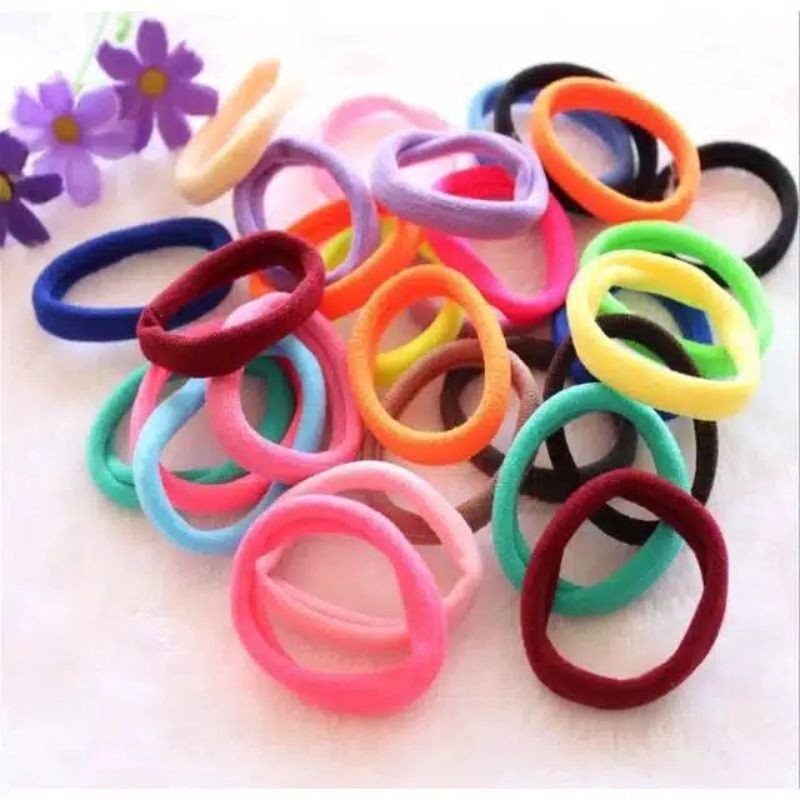 Karet Rambut Donat 6Pcs Ponytail Elastis || Warna warni