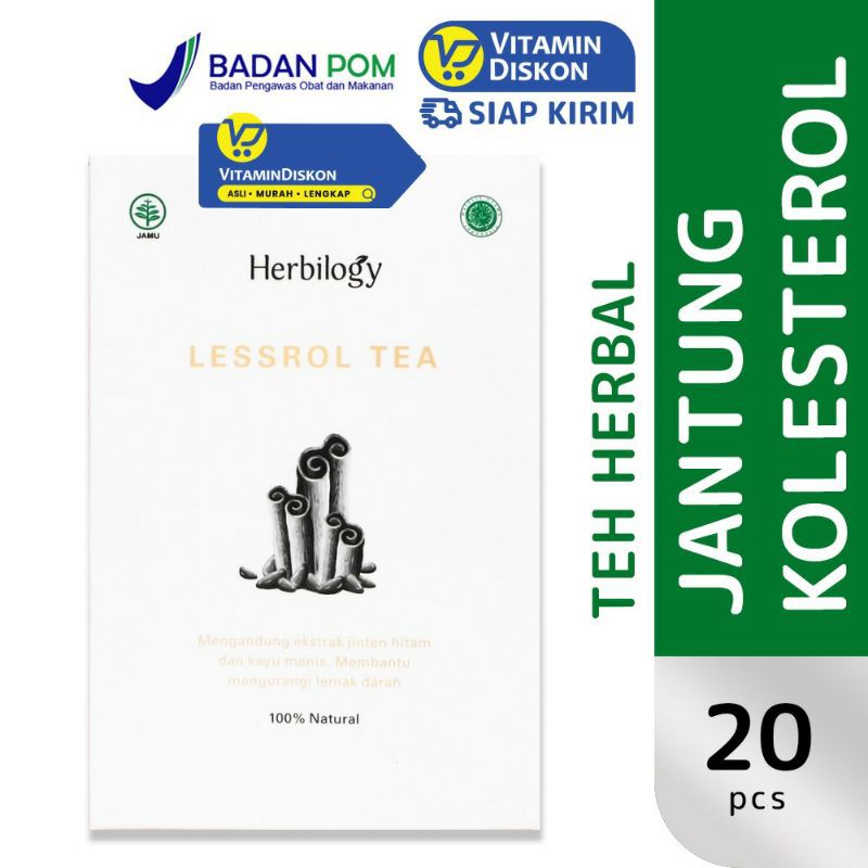 Herbilogy Lessrol Tea | Teh Herbal Penurun Kolesterol BPOM 20 Pcs/Box