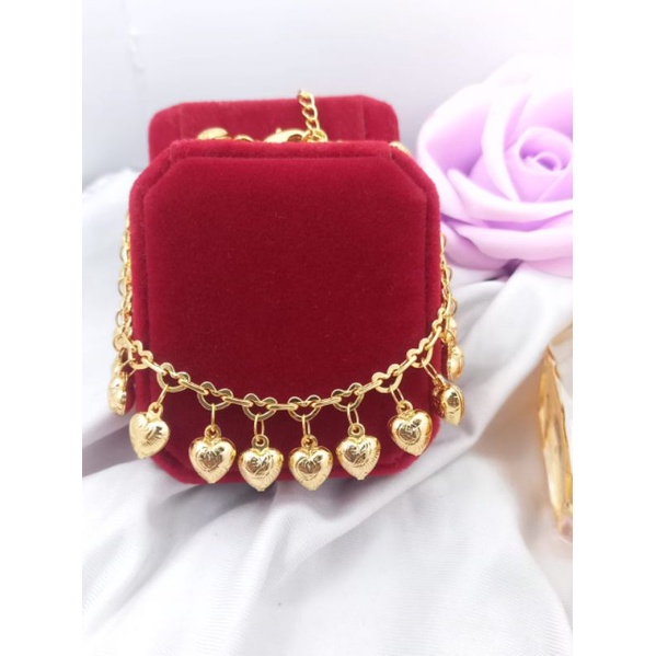 gelang rante motif love zirconia gelang rantai gelang rantai wanita gelang xuping gelang lapis emas 