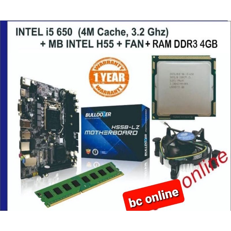 PAKET core i5 +motherboard h55+ Ram 4 gb ddr 3 + fan intel (PAKET)