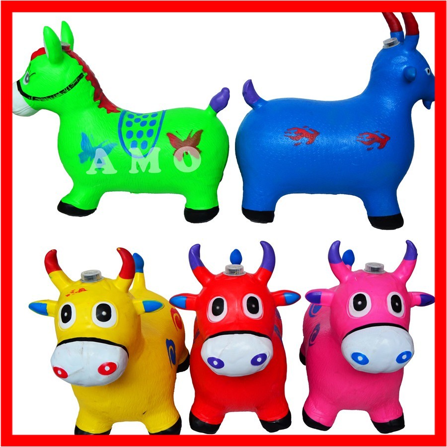 Mainan Anak Cowok Cewek Laki Laki Perempuan kuda kudaan karet anak jumping animal music 1 2 3 4 tahu