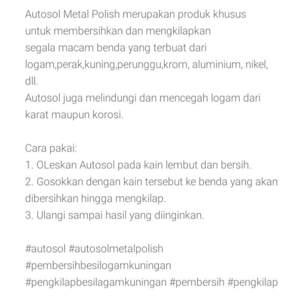 Autosol Metal Polish 50 Gr | Pembersih Pengkilap Besi Logam Serbaguna