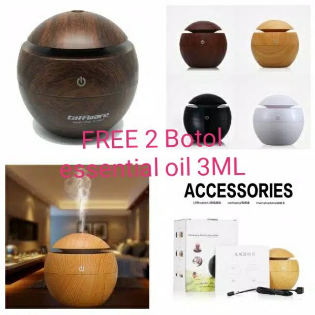 Taffware Humidifier Air Aromatherapy Desain Kayu Coklat HM H41