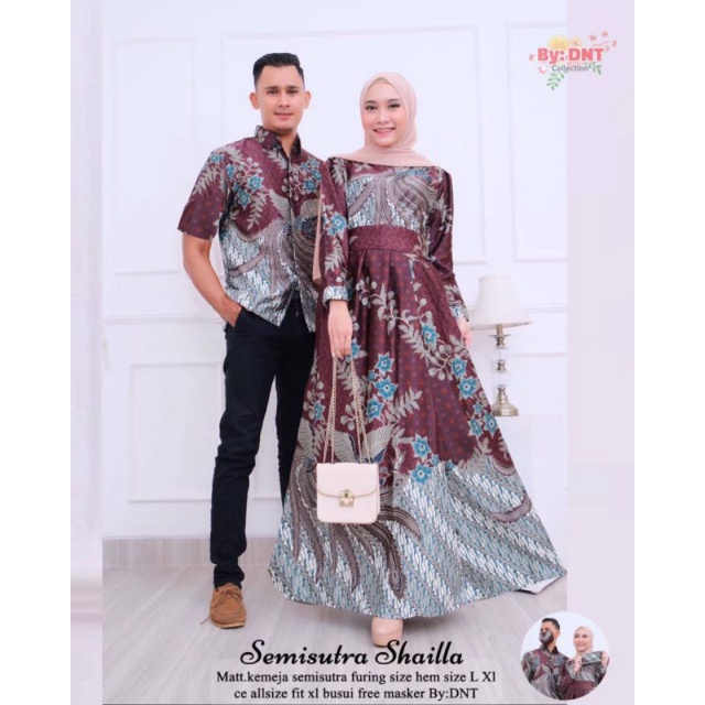 sarimbit batik Hem+abaya+masker /couple batik /batik semi sutra