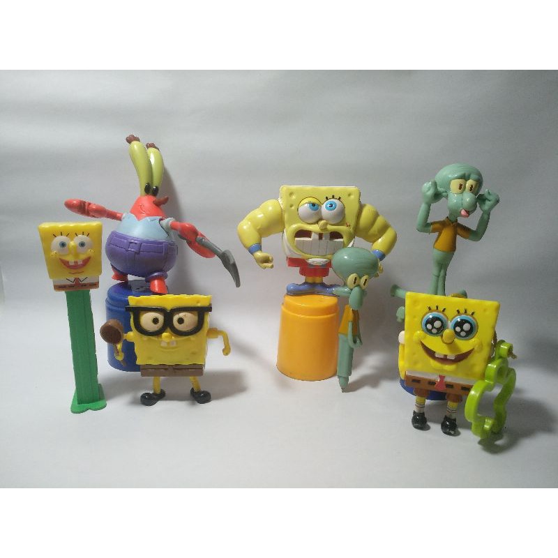 Spongebob Sponge Bob Gym Body Builder Binaraga Pez Happy Meal Mcd Mr Crab Squidward Pen Toys Ganci