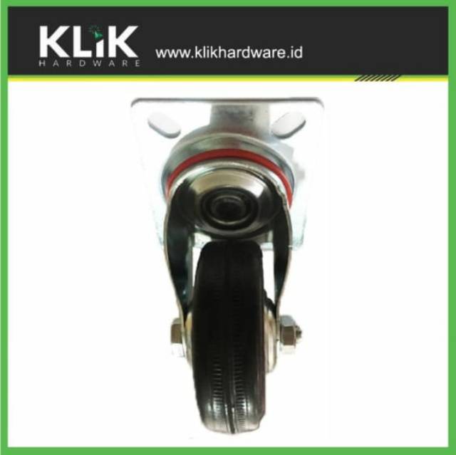 Roda Karet 3 Inch Hidup Putar Roda Rem Trolley Troli Etalase Swivel 75 mm