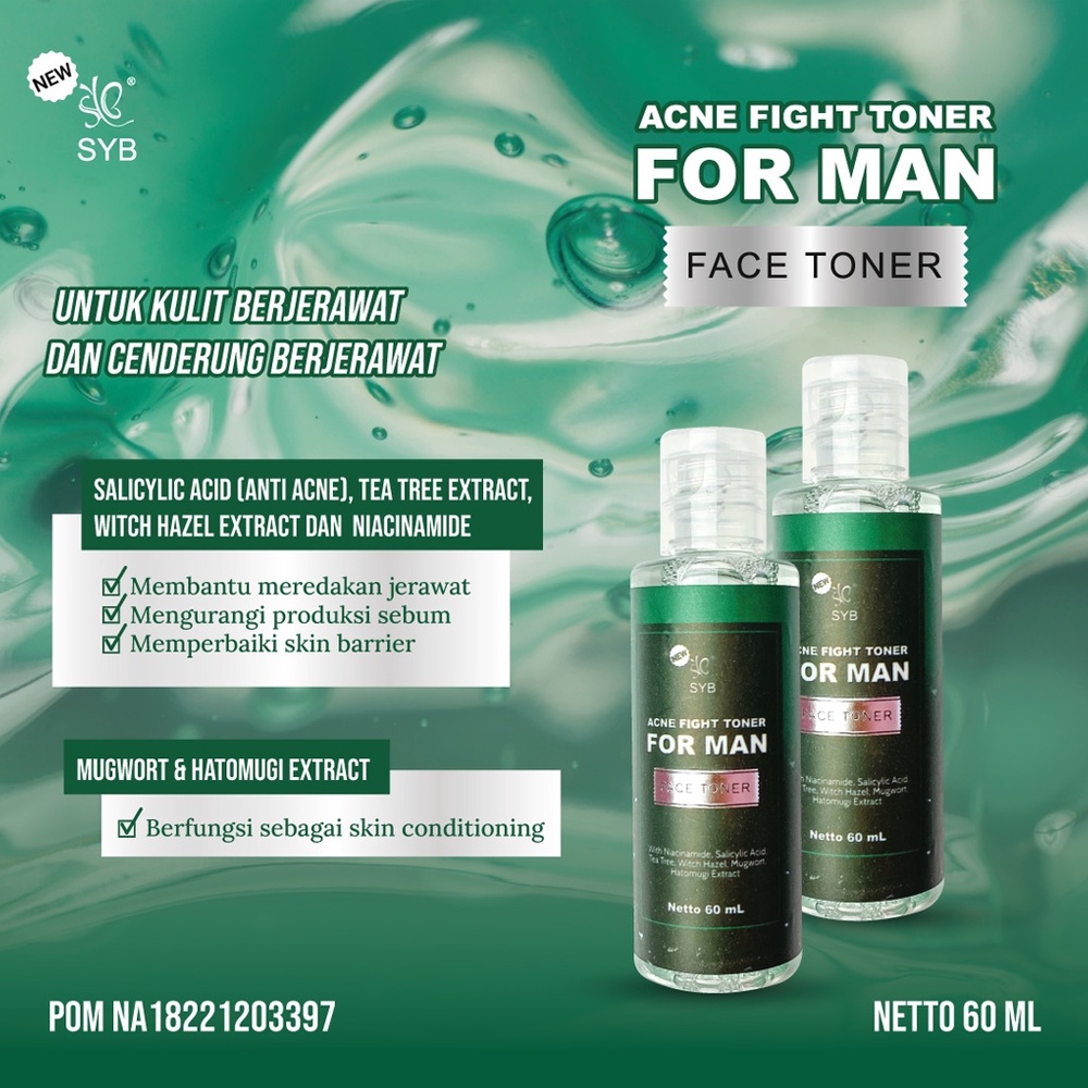 ❤ BELIA ❤ SYB Face Toner For Man 60ml Brightening &amp; Fresh | Acne Fight Toner | Toner Jerawat | BPOM