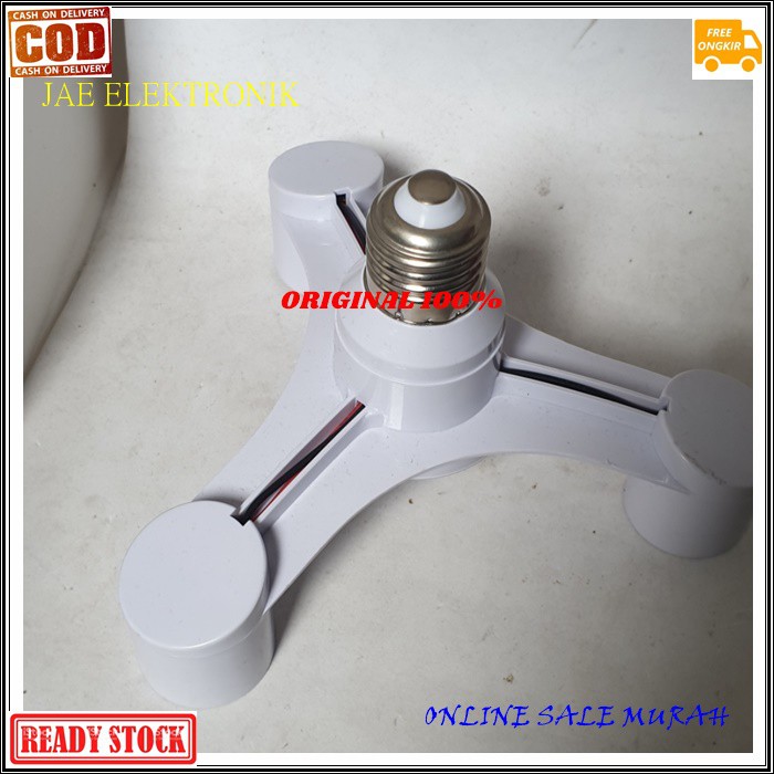 G491 Sambungan lampu cabang 3 original fiting fitting dua hias belajar penerang spiral Holder Connector Extention pemanjang soket Bohlam Ulir Lamp Downlight led bohlam fleksible 3in1  Fitting Lampu 2 cabang satu fitting bs untuk 3 lampu Fitting Standar E2