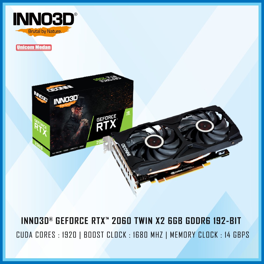 VGA INNO3D RTX2060 TWIN X2 6GB DDR6 192BIT (GARANSI RESMI 2 TAHUN)