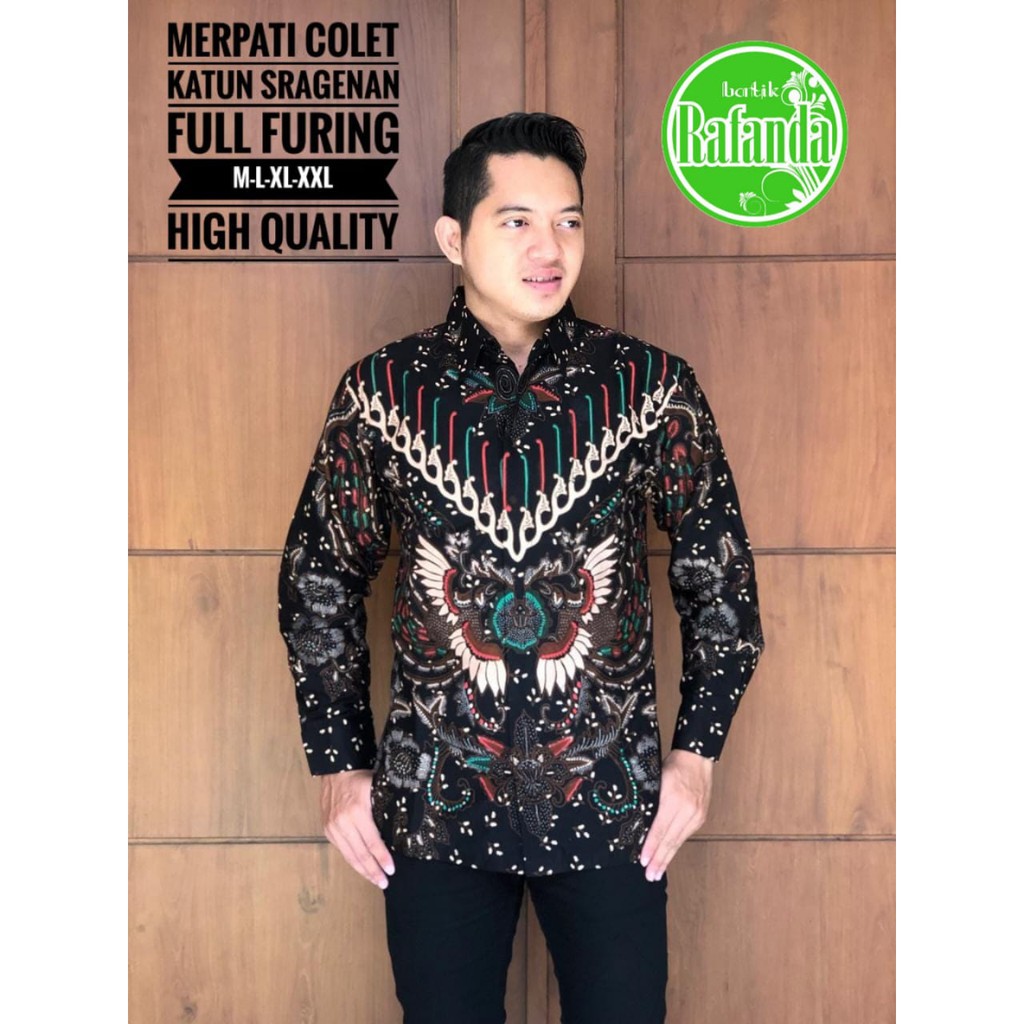 MERPATI COLET Kemeja Batik Pria Full Furing Katun Sragenan