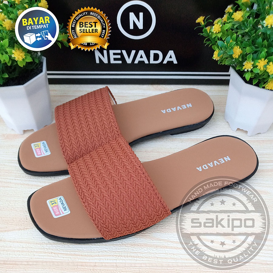 PROMO 12.12 BIRTHDAY SALE  SANDAL SLOP WANITA DEWASA RAJUT NEVADA TRENDI TERBARU / SAKIPO