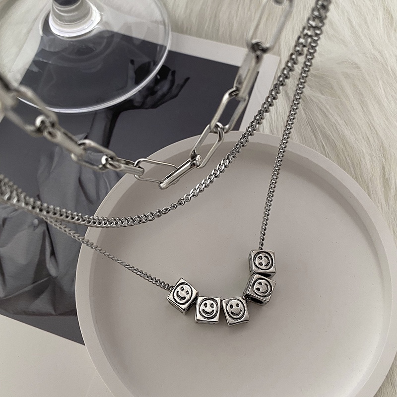 Smiley Dice Multilayer Necklace Accessories Pendant Hip Hop Clavicle Chain Trendy