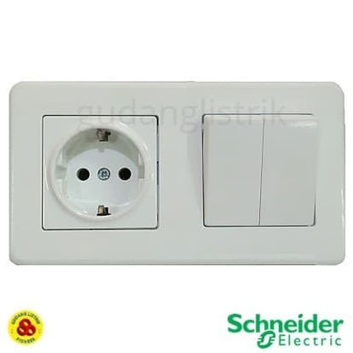 SCHNEIDER STOP KONTAK + SAKLAR SERI LEONA FRAME 2 GANG &amp; SAKLAR