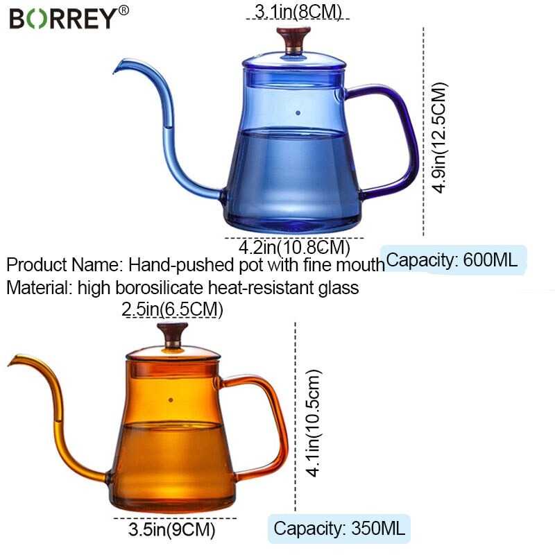 TD-DA1 BORREY Teko Pitcher Teh Kopi Jus Borosilicate Glass Leher Angsa TP-855