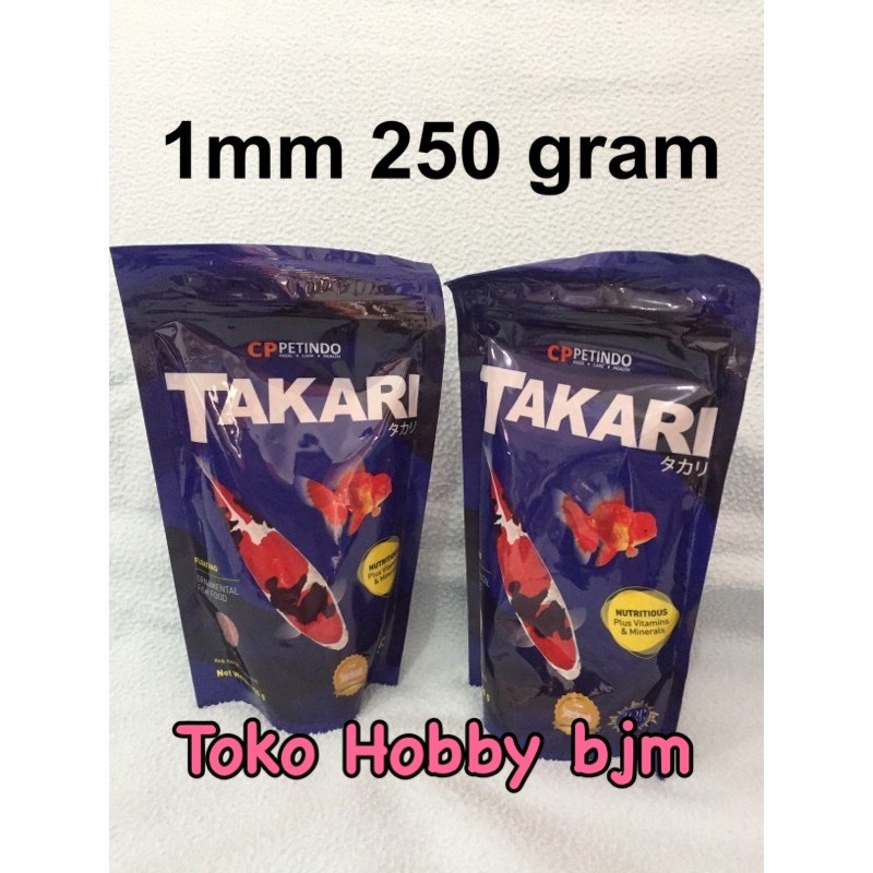 Takari 1mm 250 gr / pakan pur pellet ikan hias koi kura kura fish feed mas koki cupang 1 mm 250gr