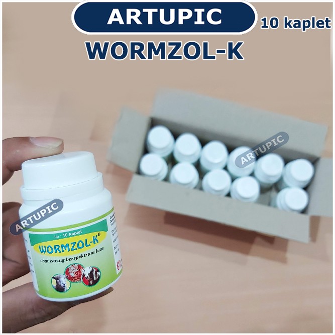 Wormzol Kaplet isi 10 kaplet Obat cacing hewan Wormzol-K Medion Kambing Albendazole Domba Babi