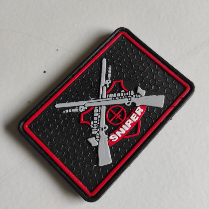 PATCH RUBBER LOGO SNIPER SENJATA SILANG/TEMPELAN EMBLEM KARET VELCRO