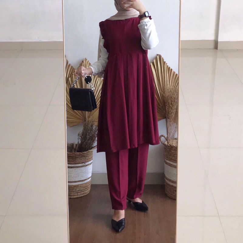 baju cantik/pakaian wanita/baju kekinian/THENA SET 2IN1