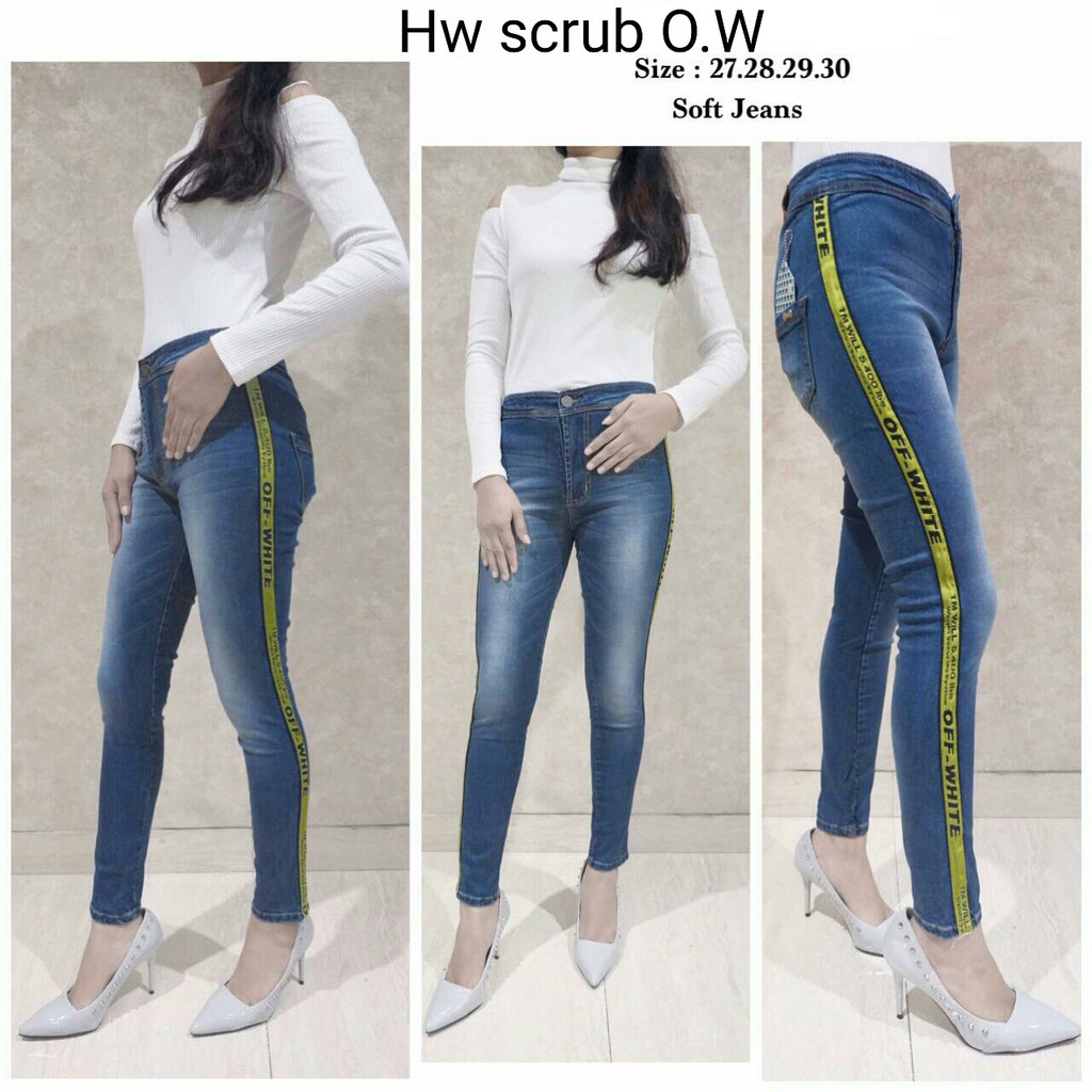 BLZ |  Celana Jeans Highwaist Wanita Scrub OW