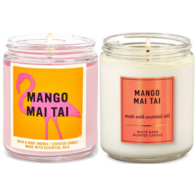 BATH &amp; BODY WORKS BBW MANGO MAI TAI MADE WITH ESSENTIAL OILS WHITE BARN 1 SINGLE WICK SCENTED CANDLE 198 G PENGHARUM RUANGAN