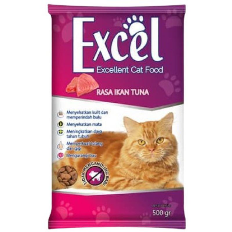 Excel Ungu ikan tuna bentuk ikan 500gr pakan kucing