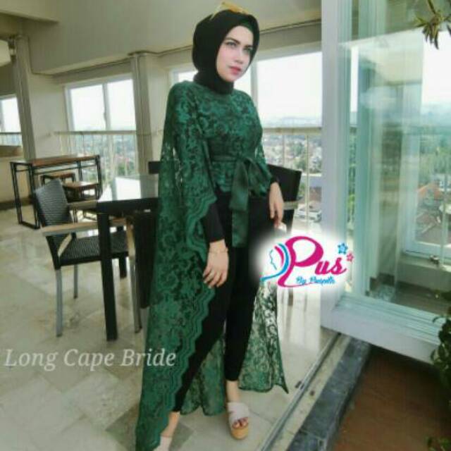 Long Cape Bride Brokat