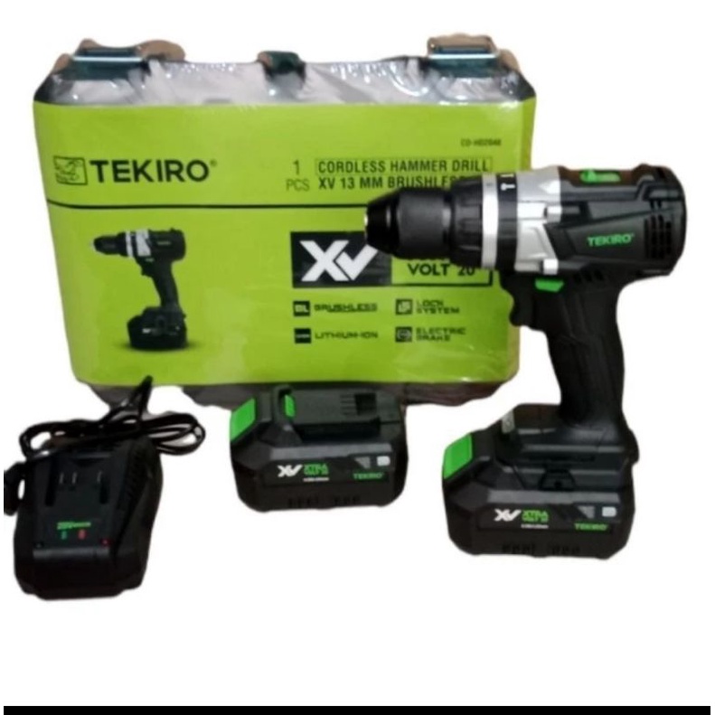 tekiro cdhd2048 bor beton besi kayu cordless hammer drill 20v cd hd2048