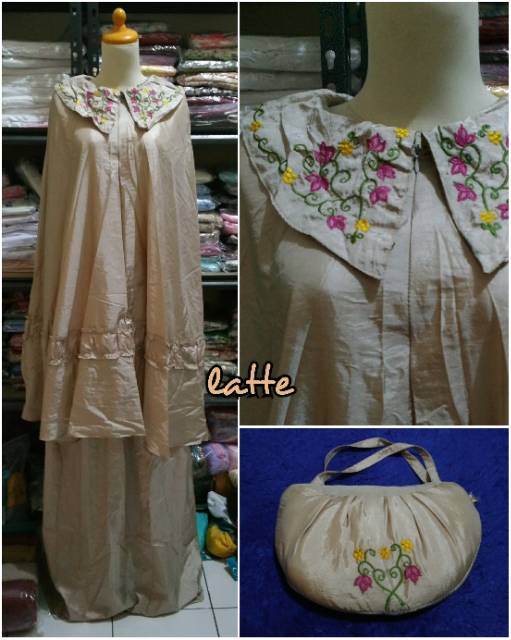 MUKENA PONCO BORDIR TRAVELING QATIFA MODEL KERAH
