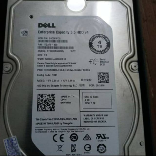 PC SERVER HARDISK / HDD DELL 4 TB (SAS ST4000NM0025)