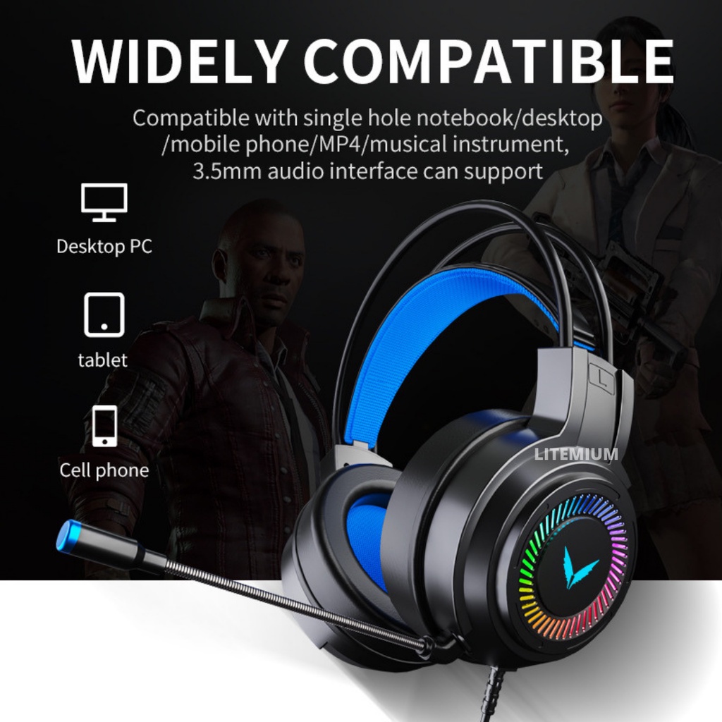 Hedaset Gaming Black Series RGB With Mic And Noise Reduction Game Headphone USB Plug Surround 7.1 High Quality Sound With Microphone For PC IOS Android