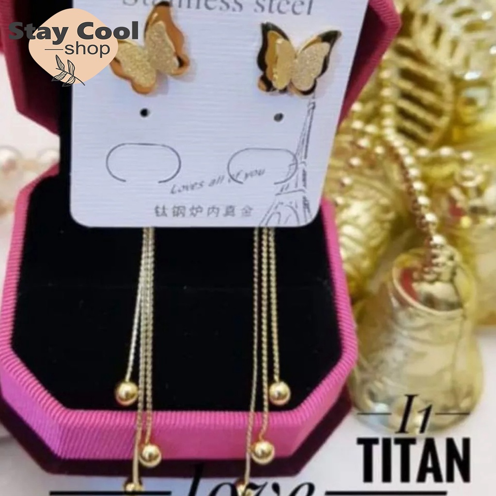 Titanium Set Perhiasan Kupu Bisa Cod Bayar Ditempat ♥ STAY COOL SHOP ♥