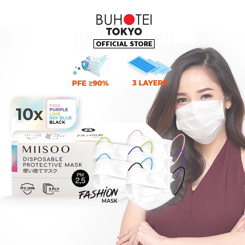 BUHOTEI Disposable Masker wajah EVO Earloop Face Mask Kesehatan masker medis-MS fashion 50pcs