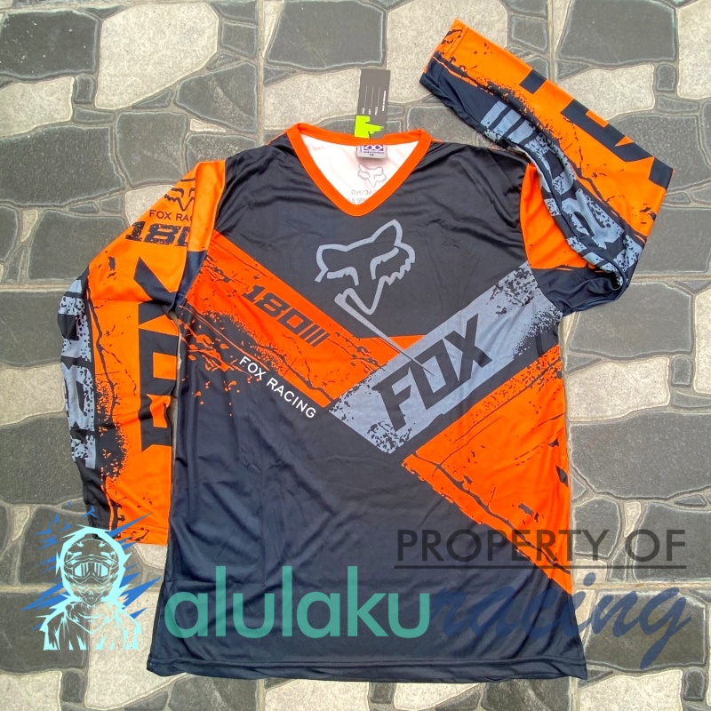 Jersey, Celana, Sarung Tangan &amp; Sepatu Fullprint with Protectors Fullset MX Trail Motocross - Paket Bundling FOCTFG170805-F45