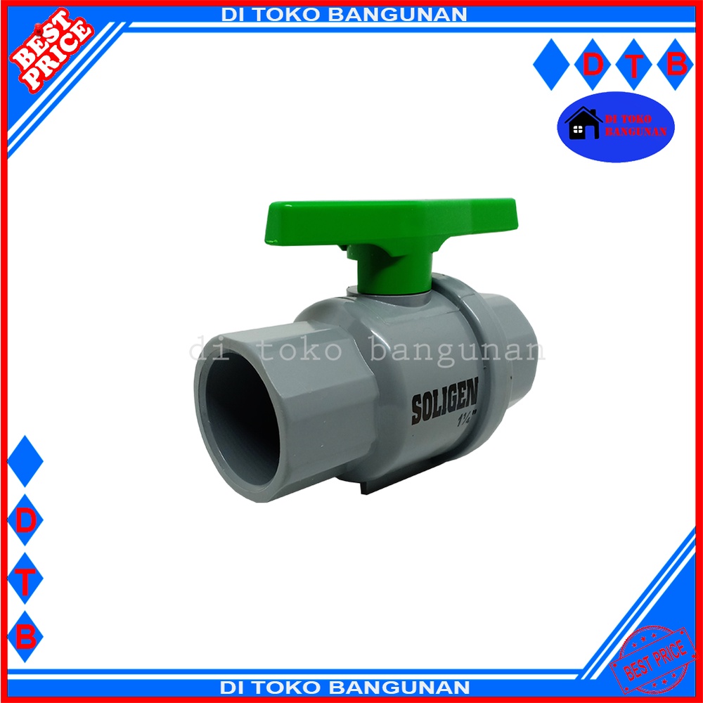 Ball Valve Pvc Polos Non Drat Tebal Stop Kran Soligen Ukuran 1&quot; 11/4&quot; 11/2&quot; 2&quot; Inch Taiwan